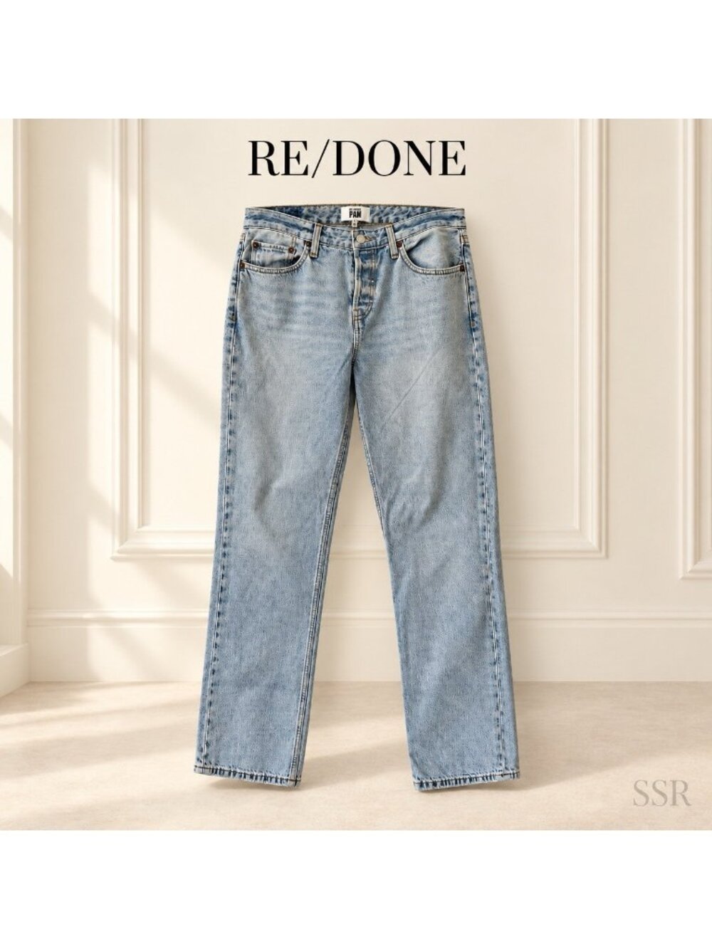 RE/DONE Pam Anderson Jeans Size 29 Light Wash 100% Cotton Straight Leg Denim